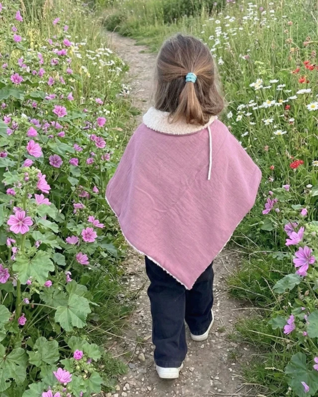 Petit Pote - Poncho bébé enfant coton bio / Doublure écrue – Taille unique / Camel