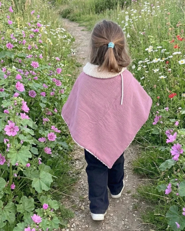 Petit Pote - Poncho bébé enfant coton bio / Doublure écrue – Taille unique / Ecru
