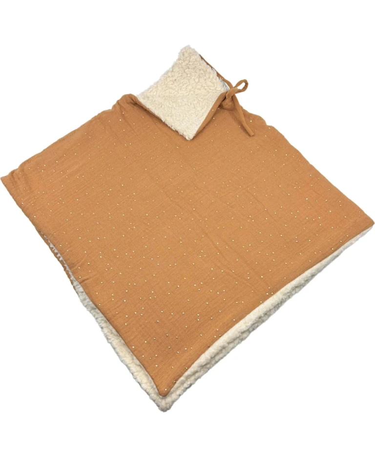 Petit Pote - Poncho bébé enfant pois dorés – Taille unique / Rose doré
