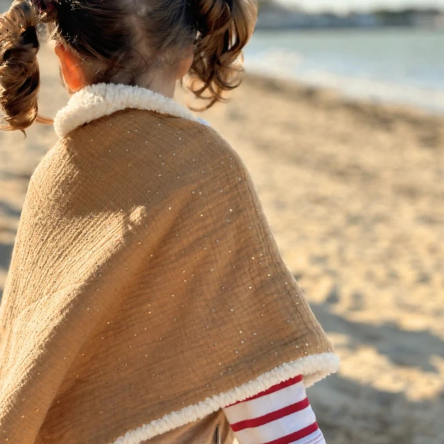 Petit Pote - Poncho bébé enfant pois dorés – Taille unique / Rose doré
