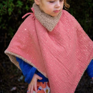 Petit Pote - Poncho bébé enfant pois dorés – Taille unique / Rose doré