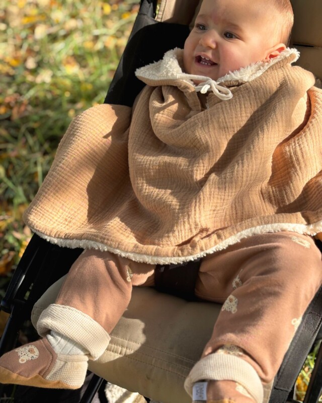 Petit Pote - Poncho bébé enfant personnalisé / Coton Bio – Taille unique / Carreaux
