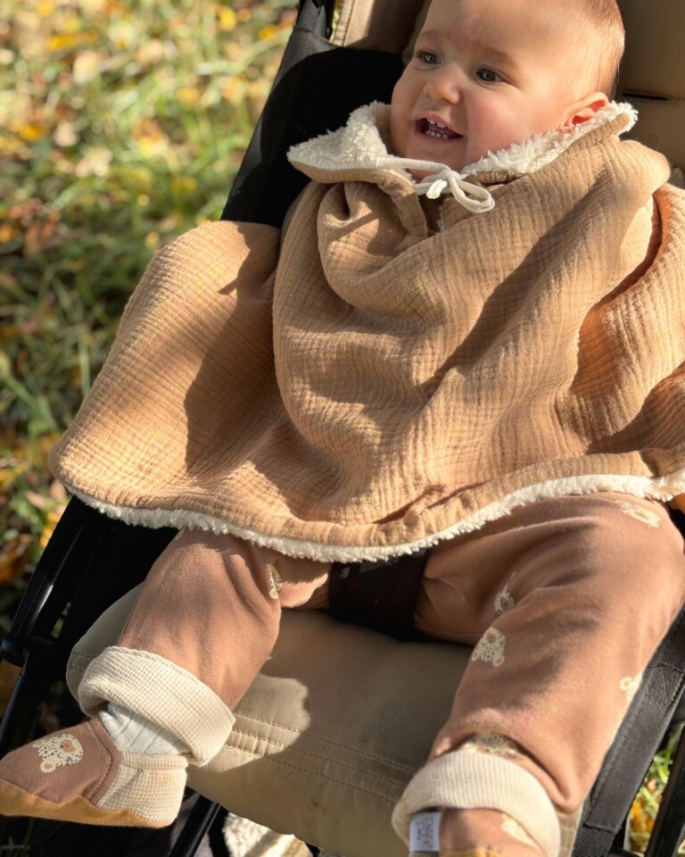 Petit Pote - Poncho bébé enfant personnalisé / Coton Bio – Taille unique / Carreaux