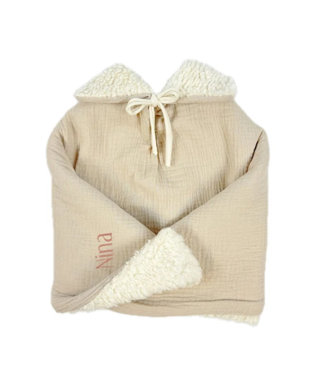 Petit Pote - Poncho bébé enfant personnalisé / Coton Bio – Taille unique / Carreaux