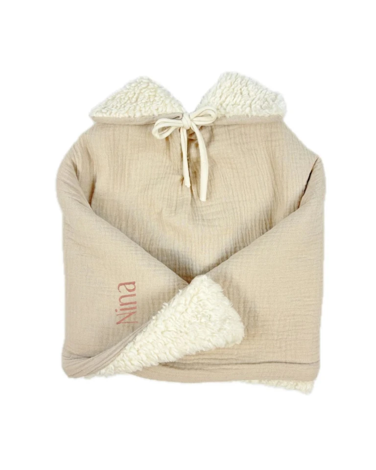 Petit Pote - Poncho bébé enfant personnalisé / Coton Bio – Taille unique / Carreaux