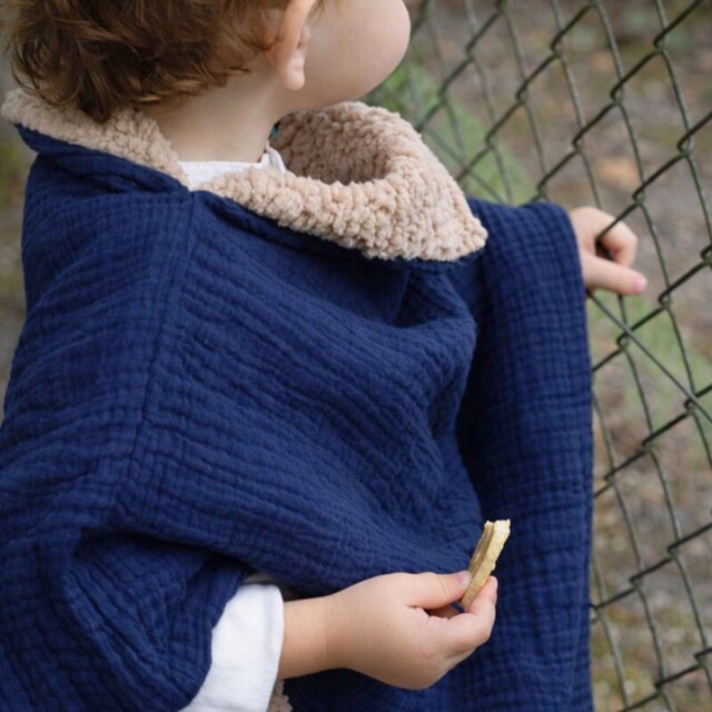 Petit Pote - Poncho bébé enfant – Taille unique / Bleu indigo