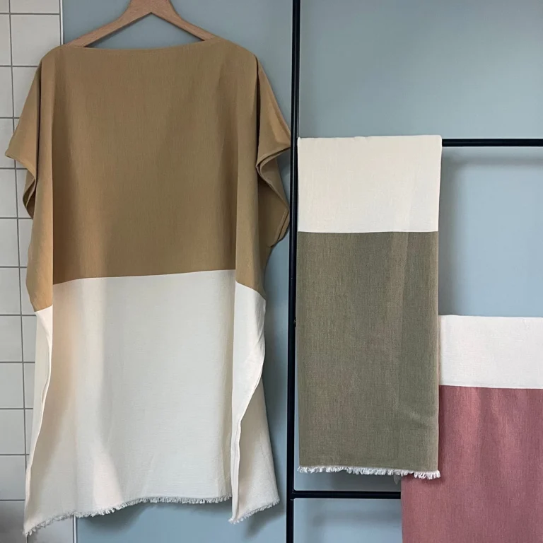 Aux Bains Français - Poncho de Plage bicolore – Océan/Ecru