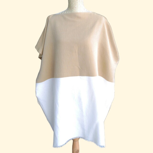 Aux Bains Français - Poncho de Plage Bicolore – Océan/Ecru