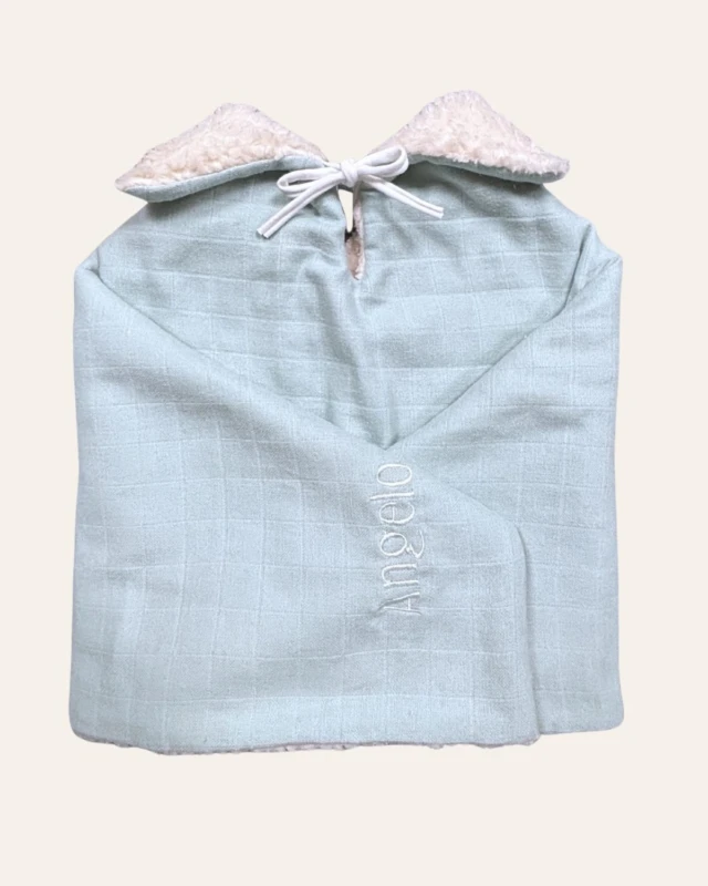 Petit Pote - Poncho bébé enfant personnalisé / Coton Bio – Taille unique / Carreaux