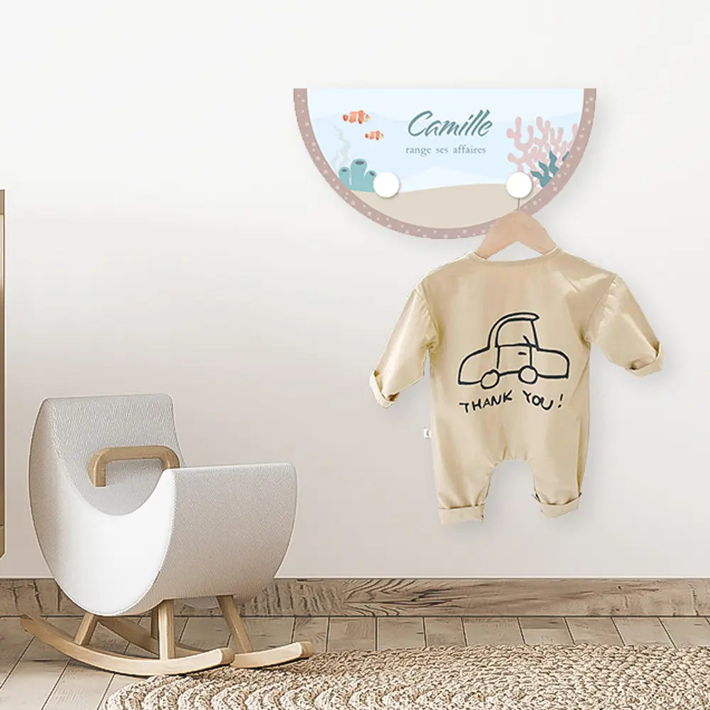 portemanteau prenom sous la mer 1 Atelier Baby’Sphère - Portemanteau 2 patères sous la mer