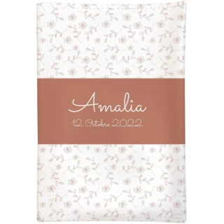 L’Atelier BABY’SPHERE - Protège carnet de santé ramage de fleurs terracotta