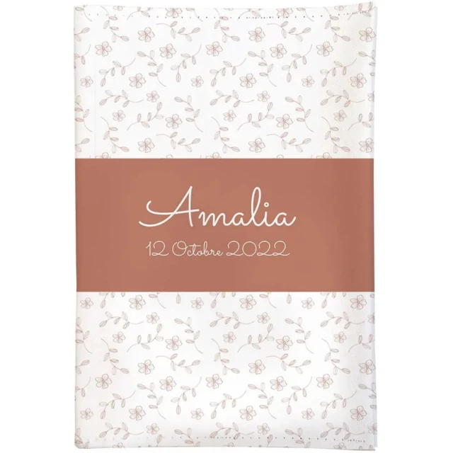 L’Atelier BABY’SPHERE - Protège carnet de santé ramage de fleurs terracotta