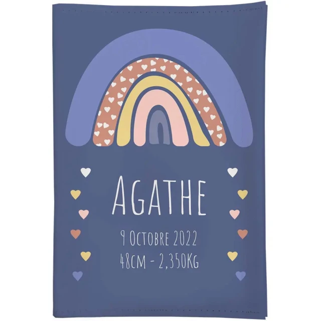 L’Atelier BABY’SPHERE - Protège carnet de santé personnalisé arc en ciel et petits coeurs