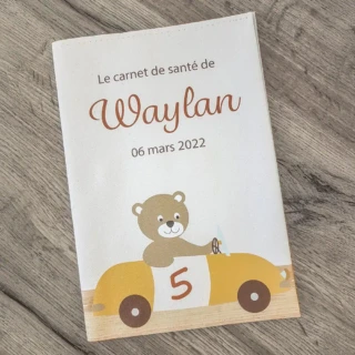 L’Atelier BABY’SPHERE - Protège carnet de santé ourson – Bébé garçon personnalisé