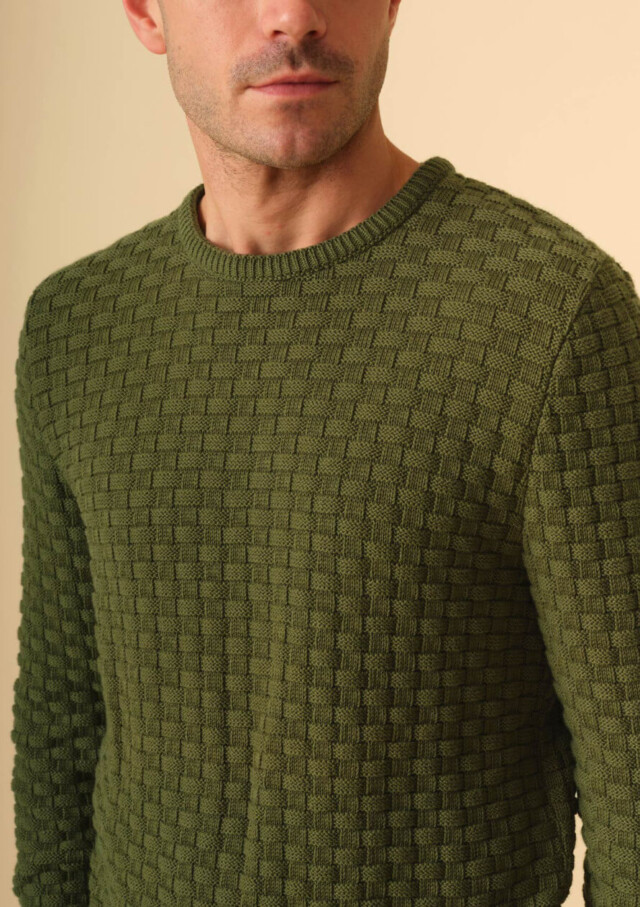 Pull Damier Sauge par la marque Montlimart Montlimart - Pull Damier Sauge