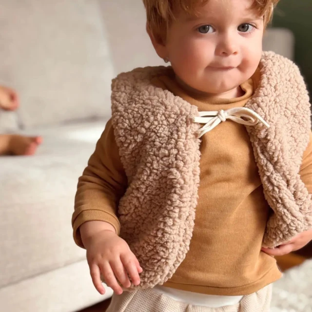 Petit Pote - Sweat coton uni – 4 ans / Jaune Moutarde
