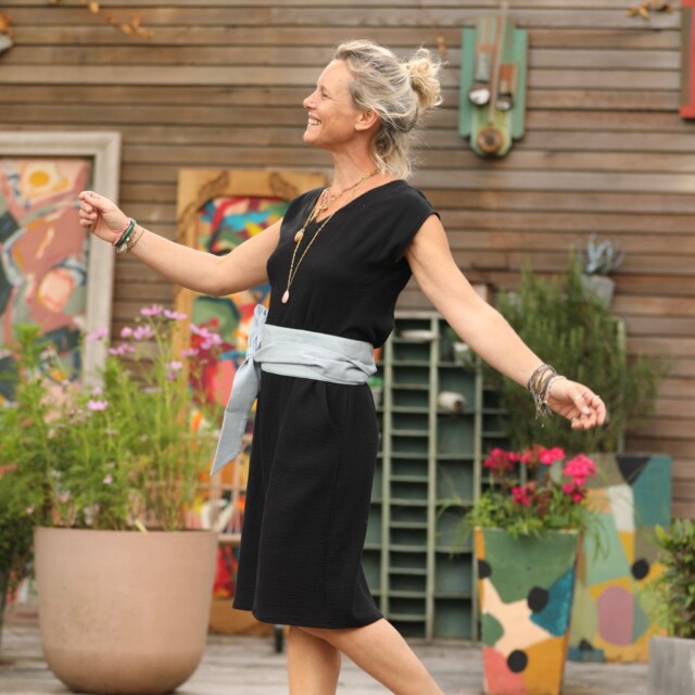 Quintessence - Robe Ivy - double gaze de coton noir