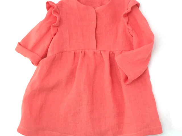 petitpote - Robe en lin corail 18M
