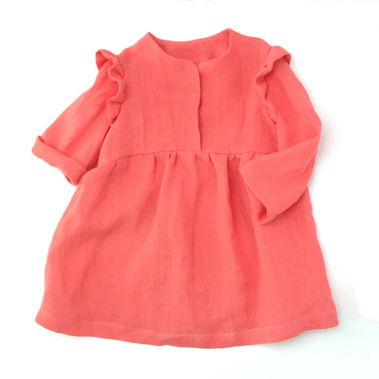 petitpote - Robe en lin corail 18M