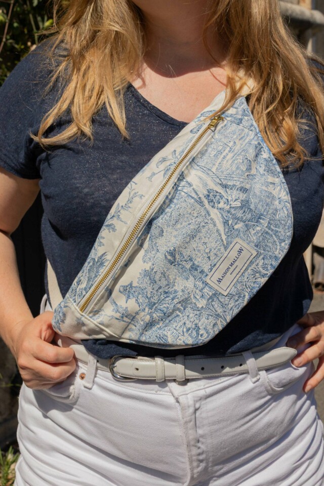 Maison Mallow - Sac Banane Toile de Jouy Bleue