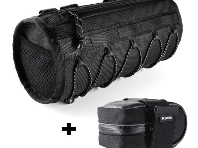 sacoches velo route gravel bikepacking ratio noir 900x900 1 Ratio - Sacoches de selle et de guidon - Pack Kudo + Rollmop – Noir