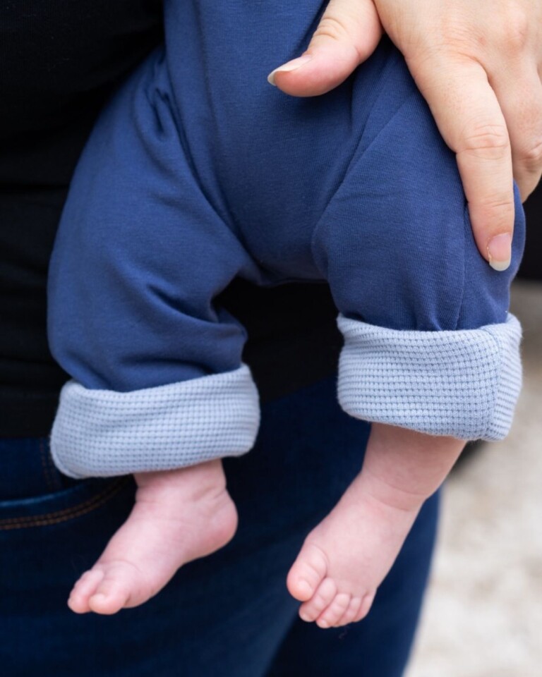 Petit Pote - Sarouel évolutif et réversible uni – 3-4 ans / Bleu indigo