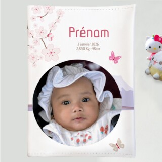 L’Atelier BABY’SPHERE - Protège carnet de santé bébé personnalisé – Thème Japon & Cerisier en fleurs
