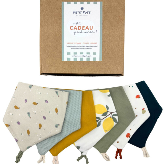 Petit Pote - Semainier de bavoirs bandana – Taille unique / Fruit
