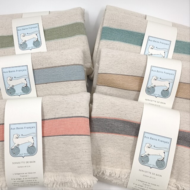 Aux Bains Français - Serviette de Bain Coton-lin – Vert