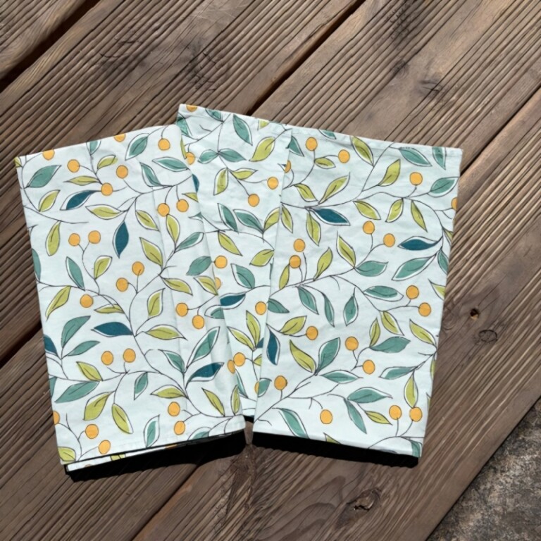 Fleur de Soleil - Serviettes provençales Tilleul vert - Lot de 2
