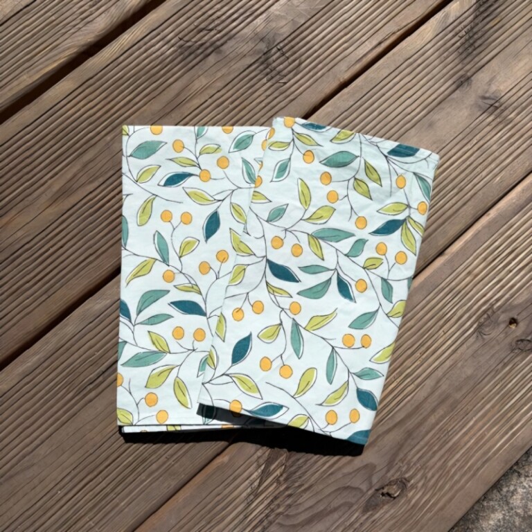 Fleur de Soleil - Serviettes provençales Tilleul vert - Lot de 2