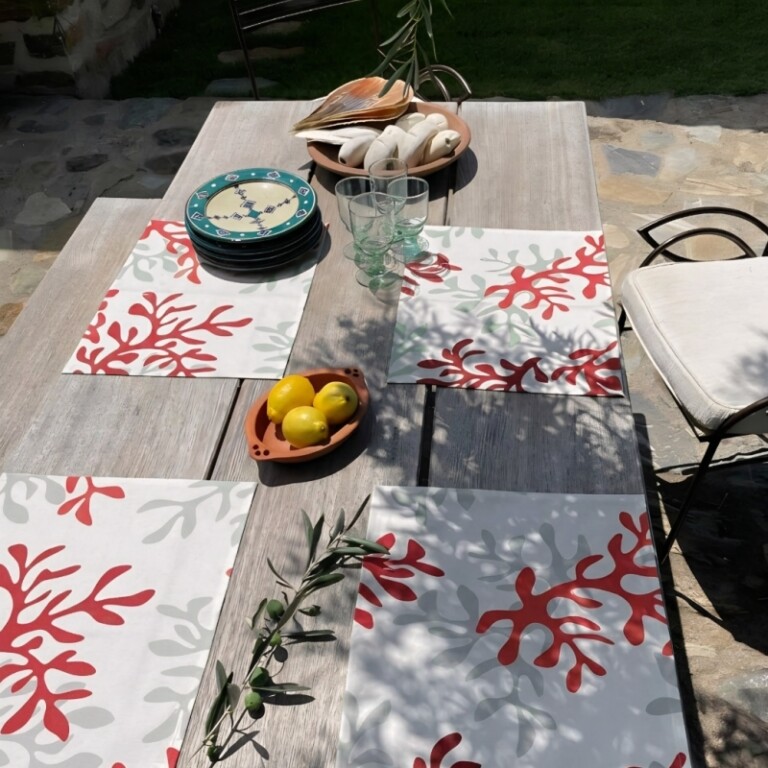 Fleur de Soleil - Set de table enduit Corail rouge
