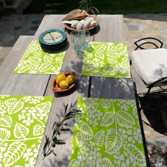 Fleur de Soleil - Set de table enduit Hortensia vert