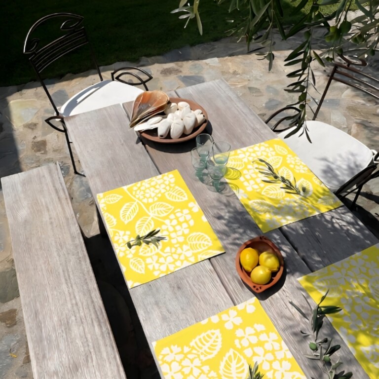 Fleur de Soleil - Set de table enduit Hortensia jaune