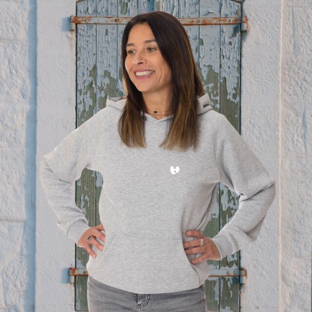 PALÂBA - Sweat capuche coton bio impression coeur – XXL