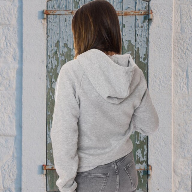 PALÂBA - Hoodies gris en coton bio molleton gratté imprimé – XL