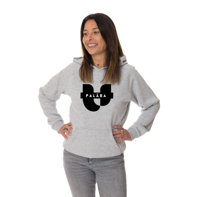 PALÂBA - Hoodies gris en coton bio molleton gratté imprimé – XL