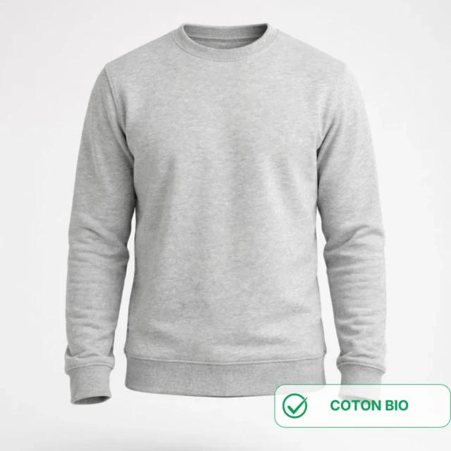 PALÂBA - Sweat à col rond gris | Coton bio – XL