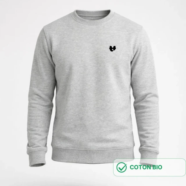 PALÂBA - Sweat à col rond gris imprimé COEUR – XL