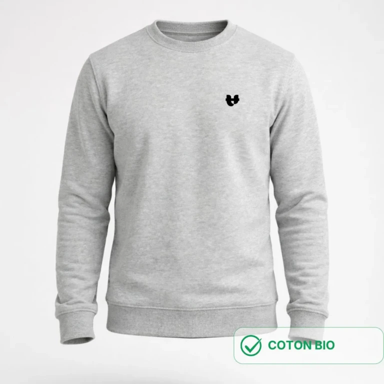 PALÂBA - Sweat à col rond gris imprimé COEUR – XL