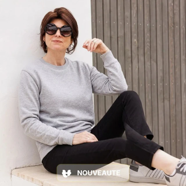 Sweat à col gris femme | Coton bio par la marque PALÂBA PALÂBA - Sweat à col gris femme | Coton bio