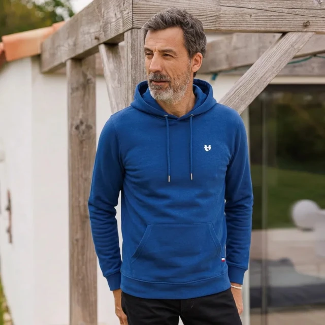 PALÂBA - Sweat molletonné bleu électrique bord côte
