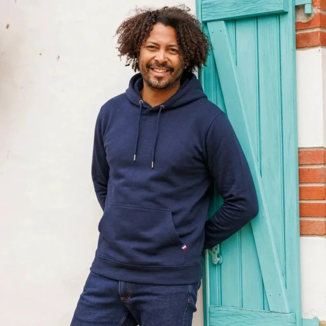 PALÂBA - Sweat marine capuche coton bio