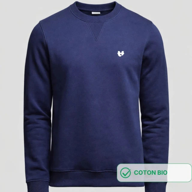 PALÂBA - Sweat Homme col rond marine imprimé Cœur – XL