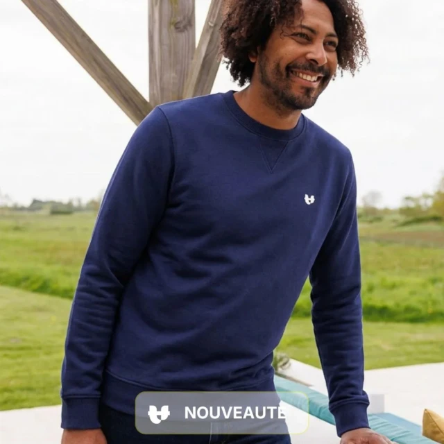 Sweat Homme col rond marine imprimé Cœur par la marque PALÂBA PALÂBA - Sweat Homme col rond marine imprimé Cœur