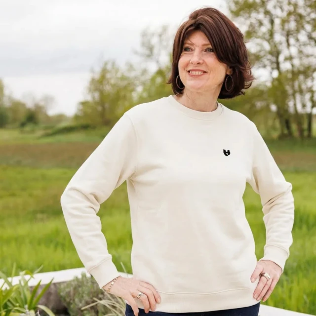 PALÂBA - Sweat écru femme à col | Coton recyclé