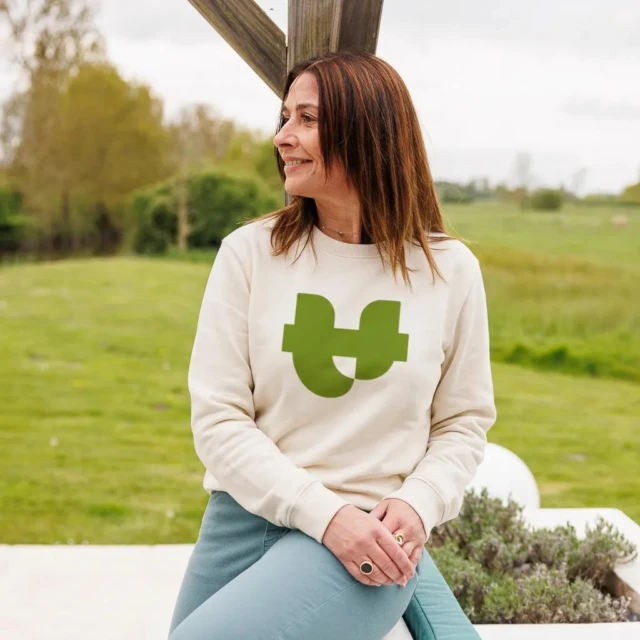 PALÂBA - Sweat écru femme imprimé VERT | Coton bio