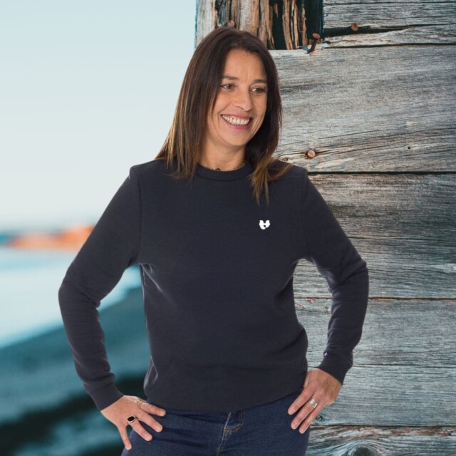 PALÂBA - Sweat sans capuche Marine imprimé coeur – XL