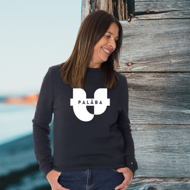 PALÂBA - Sweat Marine molleton gratté avec impression – XL
