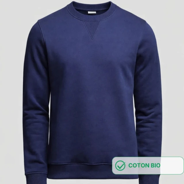 PALÂBA - Sweat Homme Bleu coton bio | Col renforcé – XL